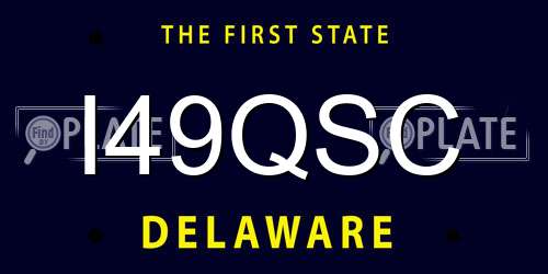 I49QSC Delaware License Plate