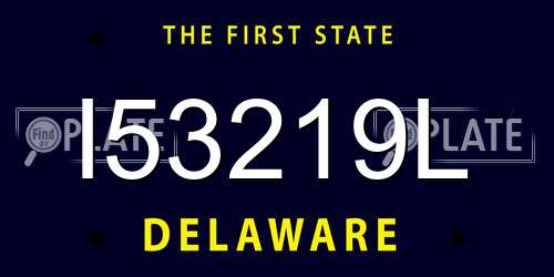 I53219L Delaware License Plate