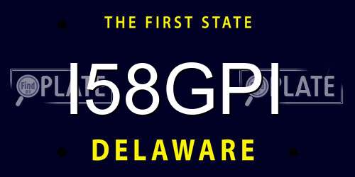 I58GPI Delaware License Plate