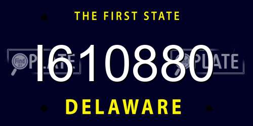 I610880 Delaware License Plate