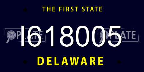 I618005 Delaware License Plate