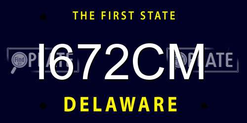 I672CM Delaware License Plate