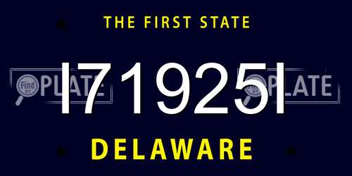 I71925I Delaware License Plate