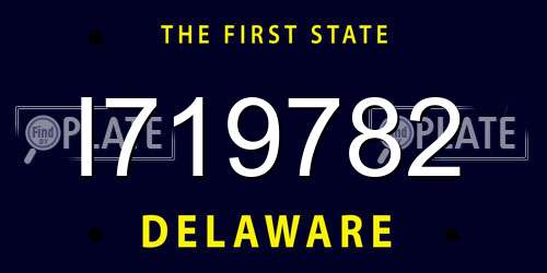 I719782 Delaware License Plate