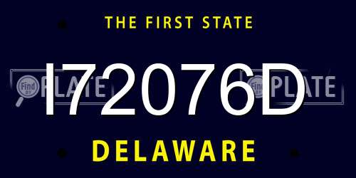 I72076D Delaware License Plate