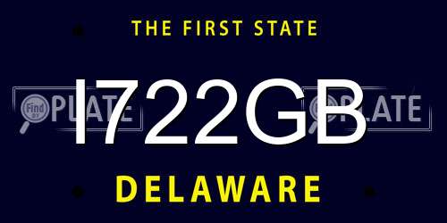 I722GB Delaware License Plate