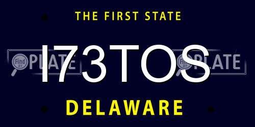 I73TOS Delaware License Plate