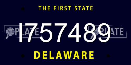 I757489 Delaware License Plate