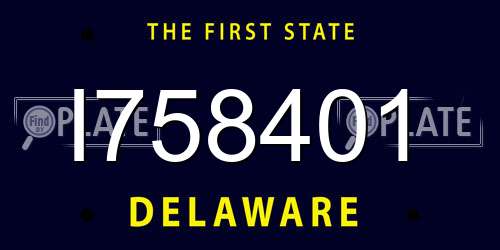 I758401 Delaware License Plate