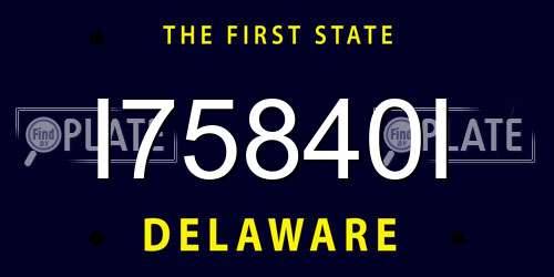 I75840I Delaware License Plate