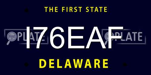 I76EAF Delaware License Plate