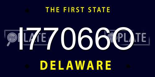 I77066O Delaware License Plate