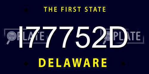 I77752D Delaware License Plate