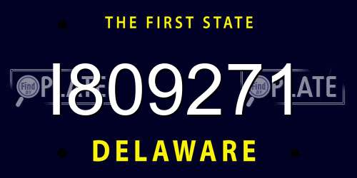 I809271 Delaware License Plate
