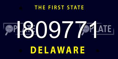 I809771 Delaware License Plate