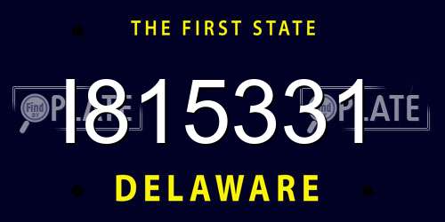I815331 Delaware License Plate
