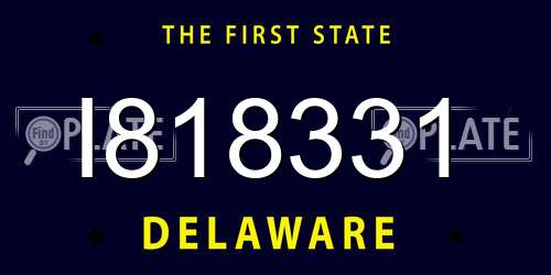 I818331 Delaware License Plate