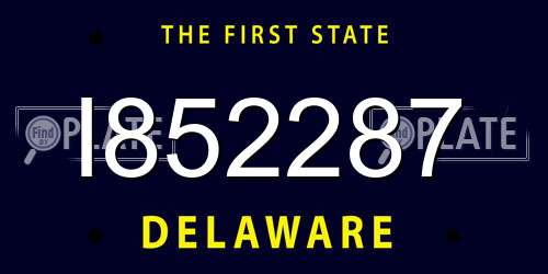 I852287 Delaware License Plate