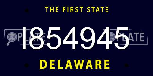I854945 Delaware License Plate