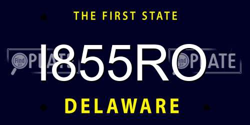 I855RO Delaware License Plate