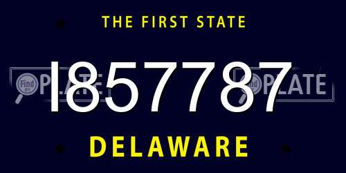 I857787 Delaware License Plate