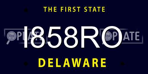 I858RO Delaware License Plate