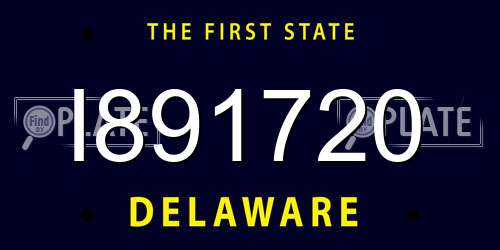 I891720 Delaware License Plate