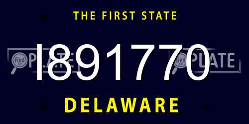 I891770 Delaware License Plate