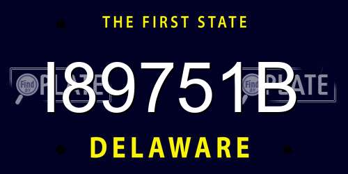 I89751B Delaware License Plate