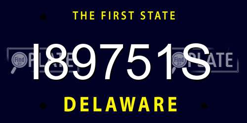 I89751S Delaware License Plate