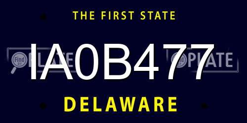 IA0B477 Delaware License Plate
