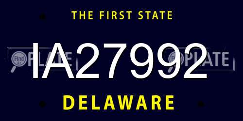 IA27992 Delaware License Plate