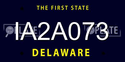 IA2A073 Delaware License Plate