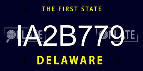 IA2B779 Delaware License Plate