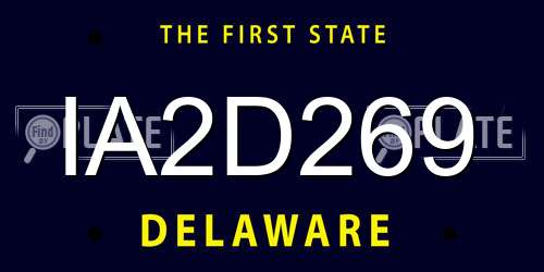 IA2D269 Delaware License Plate
