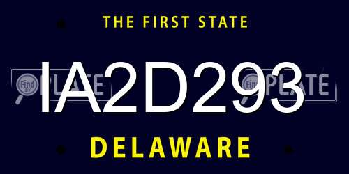 IA2D293 Delaware License Plate