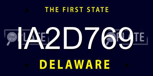 IA2D769 Delaware License Plate