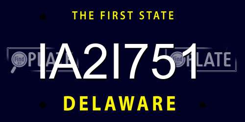 IA2I751 Delaware License Plate