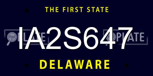 IA2S647 Delaware License Plate