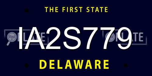 IA2S779 Delaware License Plate