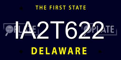 IA2T622 Delaware License Plate