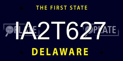 IA2T627 Delaware License Plate