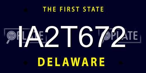 IA2T672 Delaware License Plate
