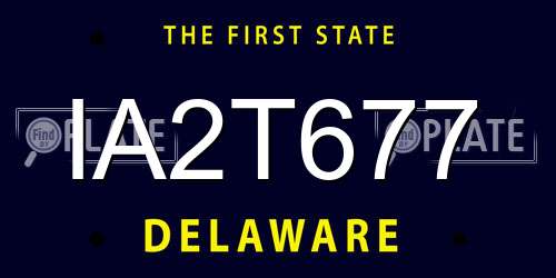 IA2T677 Delaware License Plate
