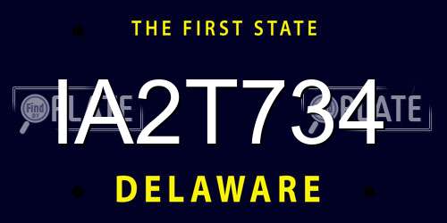 IA2T734 Delaware License Plate