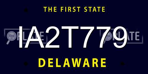 IA2T779 Delaware License Plate