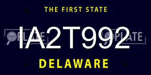 IA2T992 Delaware License Plate