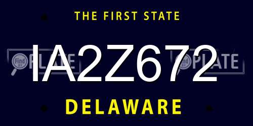 IA2Z672 Delaware License Plate