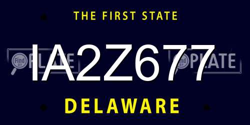 IA2Z677 Delaware License Plate