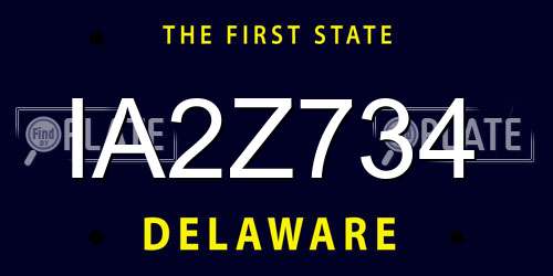 IA2Z734 Delaware License Plate